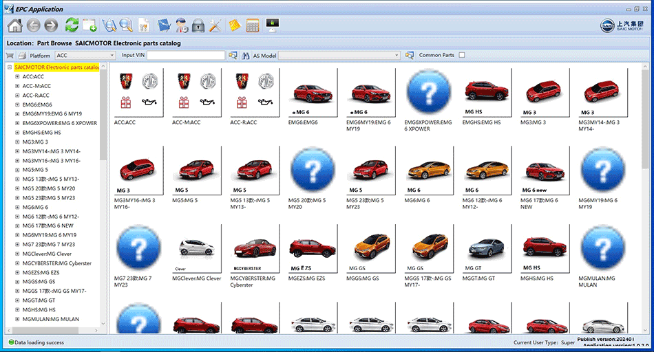 SAIC ROEWE MG EPC